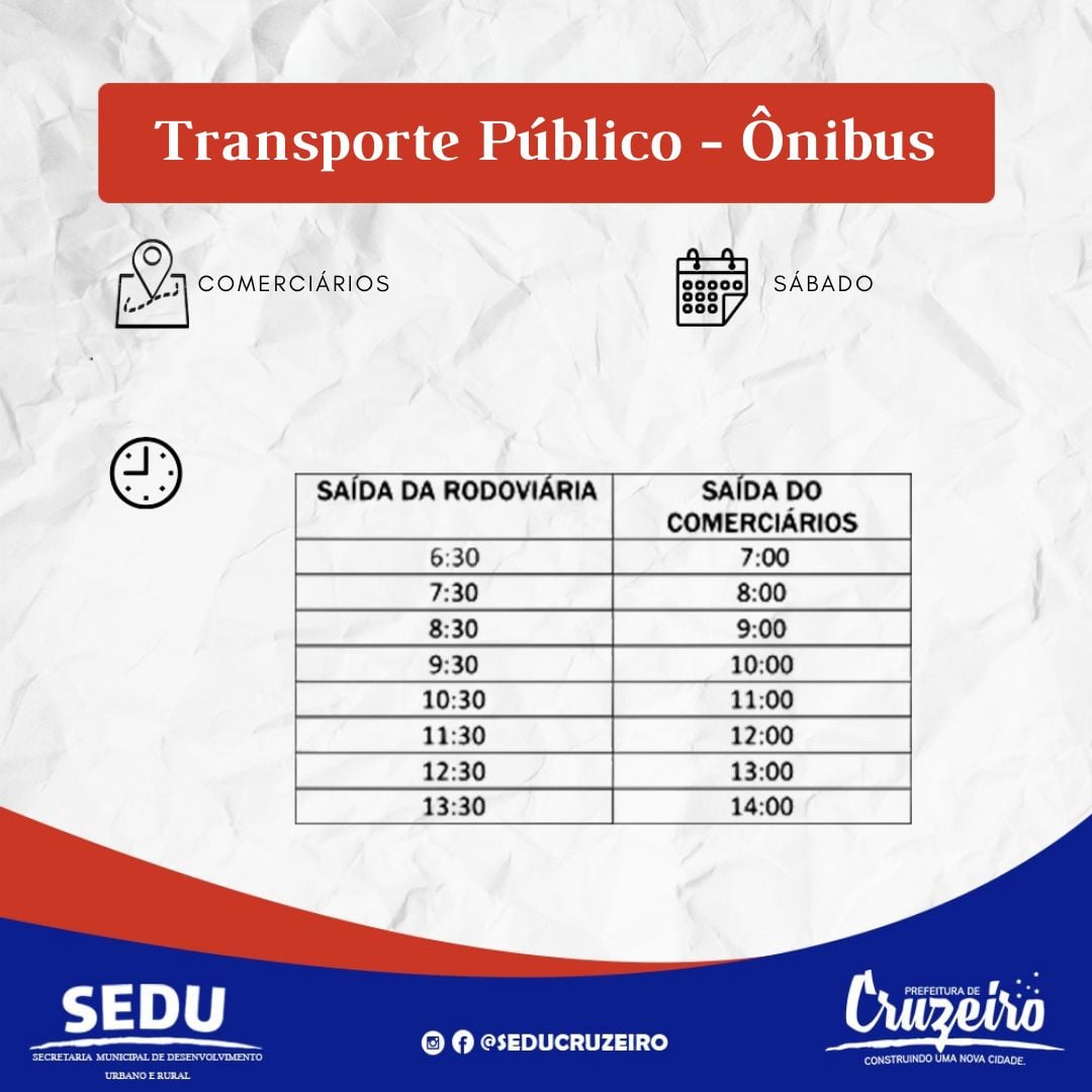 Atualização dos horários das linhas de Ônibus e Vans do município